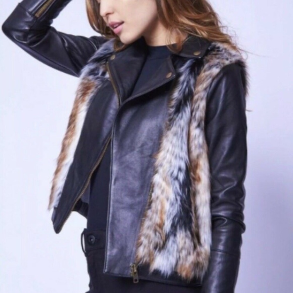 HOT FAUX FUR LEATHER MOTTO JACKET!!!